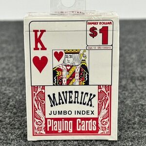 Maverick Jumbo Index Playing Cards Hoyle Red Plastic Coated Model 101209 NEW